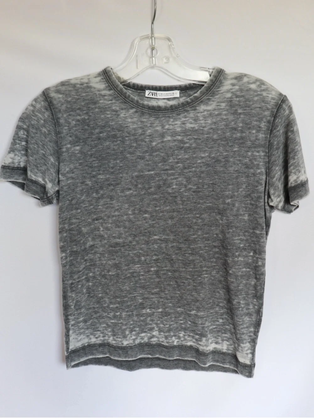 Zara Washed Grey T-Shirt Women’s Medium Fitted Short Sleeve Tee - Picture 2 of 8
